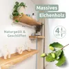 Two wooden shelves mounted on a wall, decorated with plants and decorative items. A branch with acorns and leaves is in the foreground. Produktbild-Vorschau