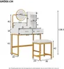 Schminktisch mit LED-Beleuchtung, Hocker, 2 Schubladen, Produktbild-Vorschau 2