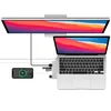 A MacBook Air laptop connected to a monitor and various accessories via a USB-C hub. Produktbild-Vorschau