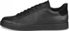 A black leather sneaker shown from the side. Voir les images du produit