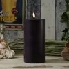 LED Stumpenkerze MIA - Echtwachs - realistische 3D Flamme - H: 20cm - D: 10cm - dunkellila Produktbild-Vorschau