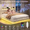 Cama boxspring INONEFT de 140x200 cm con LED y USB, Vista previa de la imagen del producto 4