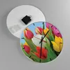 Wanduhr - Rund - Glasuhr - Tulpen Blumenstrauß Blumen Tau - Produktbild-Vorschau 2