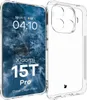 A clear phone case is shown next to a phone displaying a screen. Produktbild-Vorschau