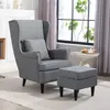 HOMCOM Ohrensessel mit Hocker Sessel mit Leinenoptik, Produktbild-Vorschau 2