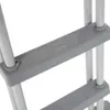 A close-up view of a ladder with gray steps and silver supports. Produktbild-Vorschau