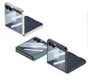 Three isometric illustrations of flip phones with transparent cases, each in a different color. Náhled obrázku produktu