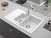 Žulový dřez – kuchyňský dřez – rozměry 79 x 50 cm – bílý – Náhled obrázku produktu 6