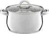 A stainless steel pot with a glass lid and handles, shown from the front. Náhľad obrázku produktu