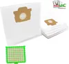 A product shot featuring vacuum cleaner bags and a filter. Produktbild-Vorschau
