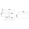 Technical drawing of a washbasin with dimensions and hole sizes. Produktbild-Vorschau
