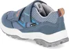 A side view of a blue child's shoe with velcro straps. Produktbild-Vorschau