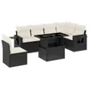 Möbel 7-tlg. Garten-Sofagarnitur mit Kissen Schwarz Poly Produktbild-Vorschau 2