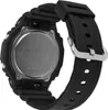 The back of a black Casio G-Shock watch is shown, with the metal case back visible and the black rubber strap extending to the right. Náhled obrázku produktu