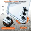 A clear phone case is shown on a textured surface, demonstrating its protective features. Produktbild-Vorschau