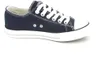 A navy blue canvas sneaker with white laces and a white sole is shown against a white background. Produktbild-Vorschau