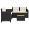 vidaXL Gartensofa in L-Form mit Tisch und Kissen Schwarz Produktbild-Vorschau 4