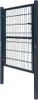A dark grey metal garden gate with a grid pattern, standing upright against a white background. Náhled obrázku produktu