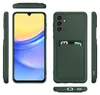 Multiple views of a green phone case with a card slot, presented on a white background. Produktbild-Vorschau