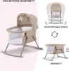A collage of images showcasing a baby bassinet in different configurations and highlighting its features. Produktbild-Vorschau