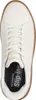 Top-down view of a white Skechers sneaker with a brown sole. Voir les images du produit