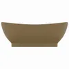 The Living Store Luxus-Waschbecken Überlauf Oval Matt Creme Produktbild-Vorschau 4