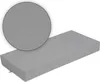 A gray dog bed is shown on a white background with a close-up inset of its textured surface. Produktbild-Vorschau