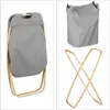 A collage showing a foldable laundry basket in its assembled and disassembled states. Náhled obrázku produktu