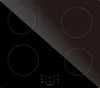 A top-down view of a black induction cooktop with four circular heating elements and a digital display. Anteprima dell’immagine prodotto
