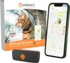 A product display showing a cat GPS tracker, its packaging, and a smartphone app interface. Produktbild-Vorschau