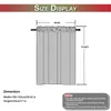 Diagram showing the dimensions of a curtain panel, with labels for width and height, and accompanying text providing size specifications and purchase advice. Náhled obrázku produktu