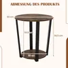 A diagram showing the dimensions of a round side table with two shelves. Náhled obrázku produktu