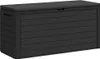 A black storage box with a slatted front and lid. Podgląd zdjęcia produktu