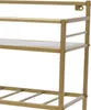 A close-up of a gold-colored, multi-tiered shelf unit. Podgląd zdjęcia produktu