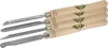 A set of four wood-handled chisels with metal blades, laid out diagonally against a white background. Anteprima dell’immagine prodotto