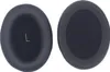 Two black ear pads for headphones are shown against a white background. One ear pad is shown from the top, with an 'L' marking inside. The other ear pad is shown from the side, revealing its foam padding. Voir les images du produit