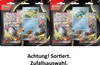 Two blister packs of Pokemon trading cards are shown side-by-side, with a text overlay at the bottom. Produktbild-Vorschau