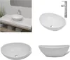 vidaXL Bad Waschbecken mit Mischbatterie Keramik Oval Weiß Produktbild-Vorschau 1