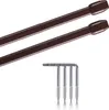 Two brown curtain rods and four screws on a white background. Produktbild-Vorschau