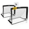 Two black soccer goals are shown on a white background. Produktbild-Vorschau