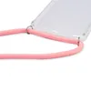 A close-up of a pink cord attached to a clear phone case. Produktbild-Vorschau