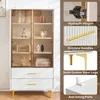 OKWISH Vitrine Avec 2 Portes En Verre, 2 Tiroirs Et LED 16 Voir les images du produit 6