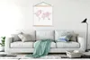 MuchoWow® Textilposter Weltkarte - Rosa - Marmor 120x120 cm Produktbild-Vorschau 3