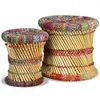 vidaXL Hocker mit Chindi-Details 2 Stk. Mehrfarbig Bambus Produktbild-Vorschau 3