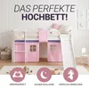 Homestyle4u Hochbett 90x200 Rutsche Lattenrost Vorhang Rosa Produktbild-Vorschau 2