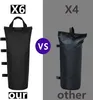A comparison image showing two different sandbag products, one labeled 'X6' and the other 'X4', with 'VS' in the middle. Produktbild-Vorschau