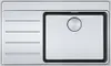 A top-down view of a stainless steel kitchen sink with a drainboard. Podgląd zdjęcia produktu