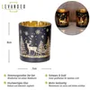 2er Set Teelichthalter Schwarz Gold Winter Landschaft Glas Produktbild-Vorschau 2