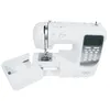 A white computer sewing machine is shown against a white background. An accessory tray is detached and positioned to the left of the machine. Produktbild-Vorschau