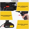 Collage of close-up shots and a shot of a hand holding a drill, highlighting product features and specifications. Produktbild-Vorschau